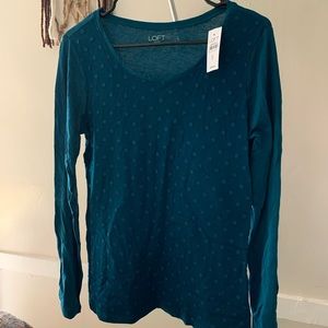 LOFT Soft Polka Dot & Mesh Long-sleeve Tee